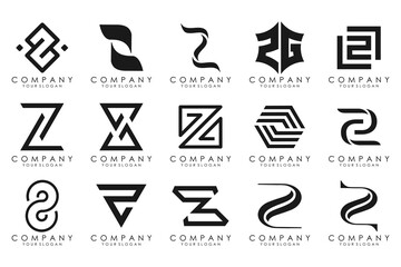 Set of abstract letter z logo design. icons for business of luxury, elegant, simple with black color