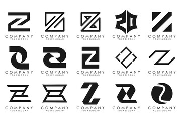 Set of abstract letter z logo design. icons for business of luxury, elegant, simple with black color