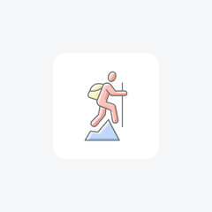 Hiking Awesome Outline Icon Travel And Tour Icon, Tourism Icon, Exploring World Icons