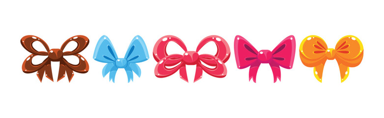 Shiny Ribbon Bow for Festive Event Vector Set