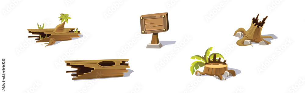 Poster nature game landscape object and elements vector set