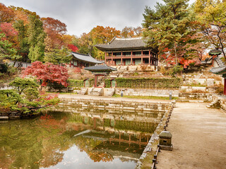 Library And Pond In A Korean Palace