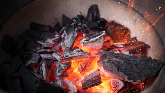 Charcoal Fire and glowing embers