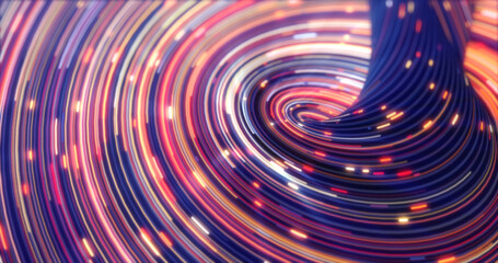 Energy abstract swirling curved swirl lines of glowing bright magical energy streaks and flying particles background