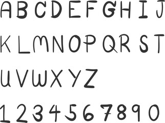alphabet and numbers, Hand drawn alphabet A B C D E F G H I J K L M N O P Q R S T U V W X Y Z
