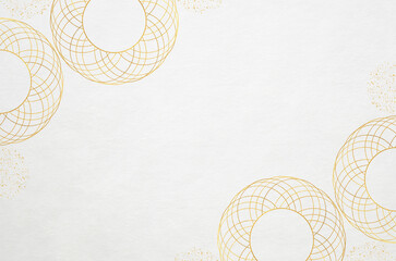 Japanese washi paper background with floral frame illustration. Japanese paper texture with modern flower pattern.