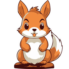 Cute Squirrel Vector illustration, Cute Animal Funny Happy