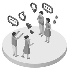 議論する人々のアイソメトリックイラスト