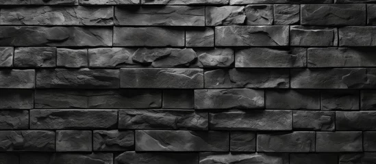 Papier Peint photo Mur de briques Black brick wall texture on white background, suitable for product display or montage.