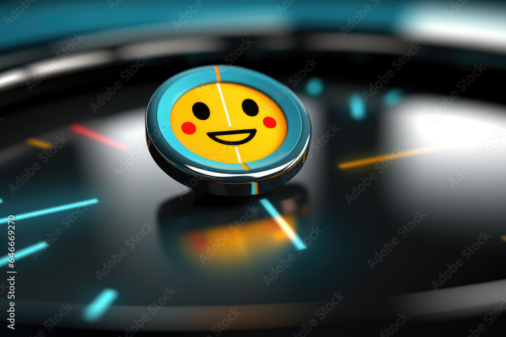 Poster close-up image of clock with smiley face on it. this picture can be used to represent time, happines