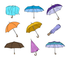 Open funny cute umbrella vector illustrations set © Elena