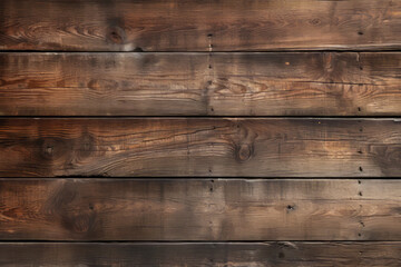 Medieval teak wood boards arranged horizontally with nails in the wood, surface material texture - obrazy, fototapety, plakaty