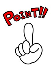 POINT!!　ポイントと手のイラスト