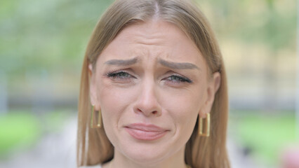 Face Close up of Crying Woman Outdoor