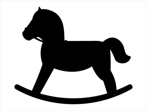 Rocking horse silhouette vector art white background