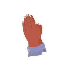 Hands of the praying. Flat vector illustration.