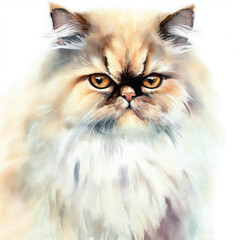 Cute cat watercolor painting Creative AI design.
