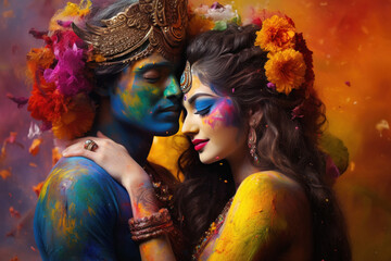 Lord Krishna and radha symbol of love. lord in hinduism. © PRASANNAPIX