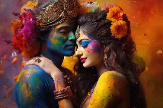 Lord Krishna and radha symbol of love. lord in hinduism.