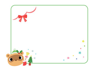 動物のクリスマスフレーム　タヌキ