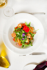 salad with shrimps and fresh herbs