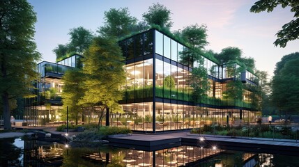 Fototapeta premium Modern luxury buildings in the morning city and beautiful landscape