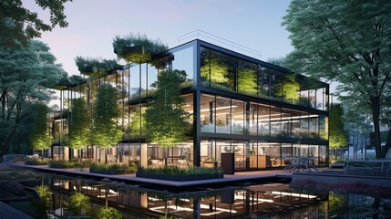 Obraz premium Modern luxury buildings in the morning city and beautiful landscape