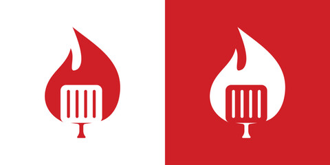 grill logo design combined with fire and made in an abstract style