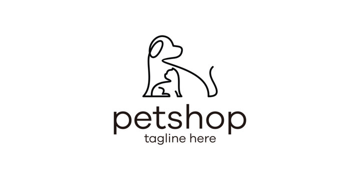 pet shop logo design made in a minimalist line style