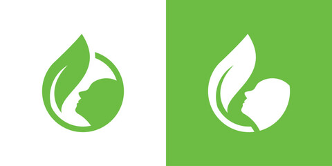 Beauty logo design with face elements combined with leaves