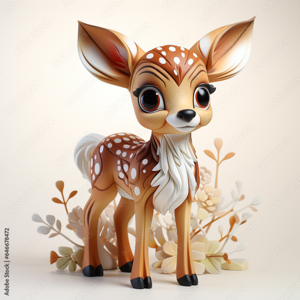 Sticker 3d cartoon cute deer