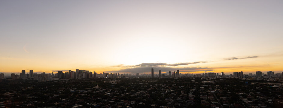 sunset cityscape at the border of Quezon and Pasig city Philippines