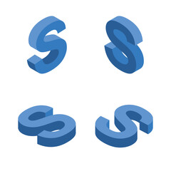Isometric letter S. Template for creating logos.