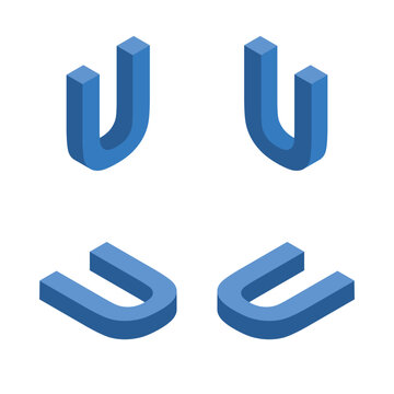 Isometric letter U. Template for creating logos.