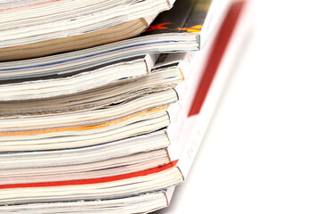 Colorful magazines up close