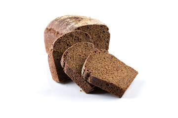 Rye bread slices isolated on white background
