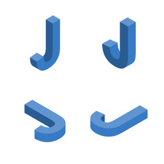 Isometric letter J. Template for creating logos.