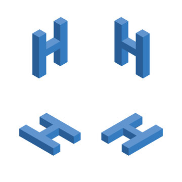 Isometric letter H. Template for creating logos.