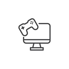 Computer monitor and gamepad line icon