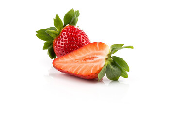Red ripe strawberry fruits