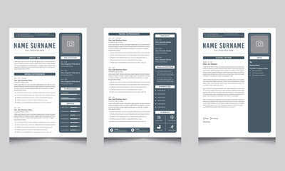 Dark Gray and White Resume Template with Cover Letter Layout