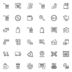 Shopping and ecommerce line icons set