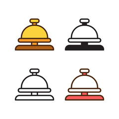 reception bell icon in 4 style: flat, glyph, outline, duotone