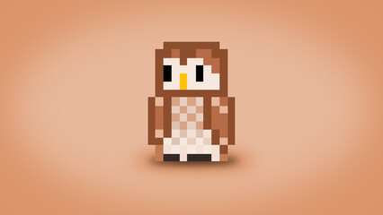 Pixel tawny or brown owl background - high res 4k wallpaper