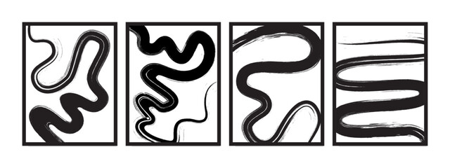 Abstract black paint strokes onwhite canvas, creating a captivating painting. Perfect for wall art, covers, wallpapers, banners, flyers, cards, posters, and decorations.