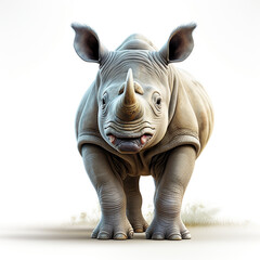 3d cartoon cute rhino - obrazy, fototapety, plakaty