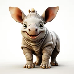 Deurstickers 3d cartoon cute rhino © avivmuzi
