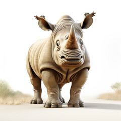 3d cartoon cute rhino - obrazy, fototapety, plakaty