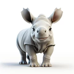 Foto op Canvas 3d cartoon cute rhino © avivmuzi