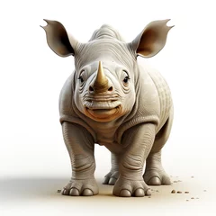 Muurstickers 3d cartoon cute rhino © avivmuzi